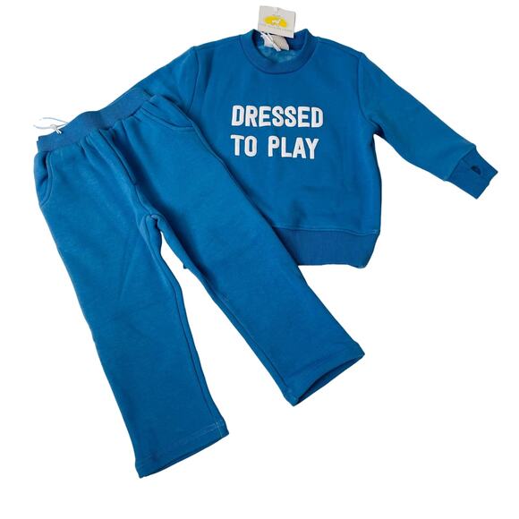 NWT The Yellow Lamb 2T Ballgame Blue Sweatsuit Set - Picture 1 of 5